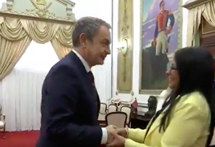 Zapatero con Delcy Rodríguez en Venezuela | Twitter Nicolás Maduro