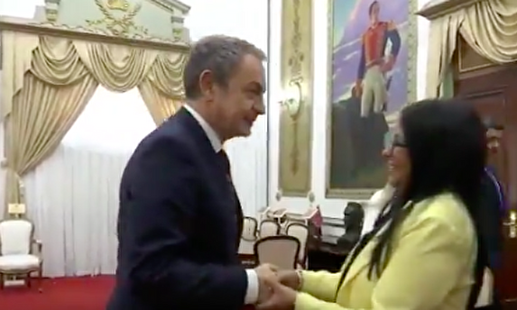 Zapatero con Delcy Rodríguez en Venezuela | Twitter Nicolás Maduro