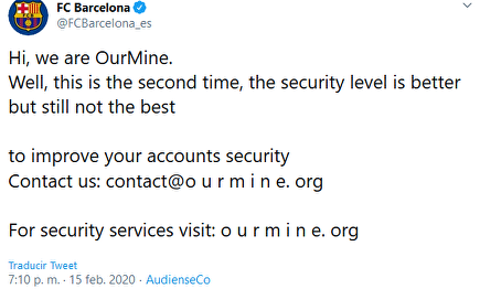 Así era el mensaje hacker en la cuenta del Barcelona. |  Twitter