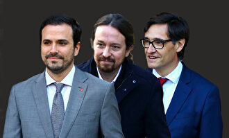 Alberto Garzón, Pablo Iglesias y Salvador Illa |  Cordon Press