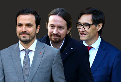 Alberto Garzón, Pablo Iglesias y Salvador Illa |  Cordon Press