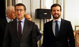 Feijóo junto a Casado este martes. |  EFE