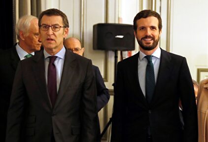Feijóo junto a Casado este martes. |  EFE