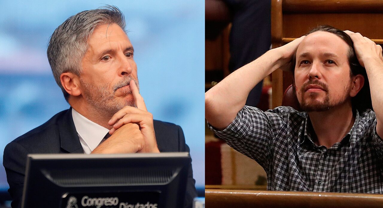 Fernando Grande Marlaska y Pablo Iglesias. | EFE