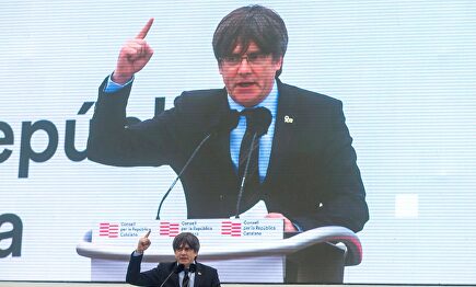 Carles Puigdemont, en el acto separatista en Perpiñán |  EFE