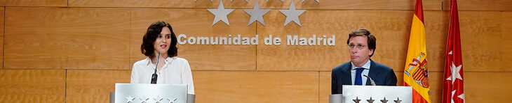 Díaz Ayuso y Martínez-Almeida durante la comparecencia. |  Comunidad de Madrid