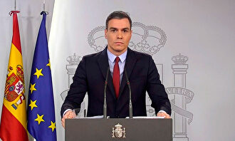 Pedro Sánchez, durante su comparecencia para anunciar el estado de alarma |  EFE
