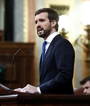 El líder del PP, Pablo Casado, en el Congreso. | EFE