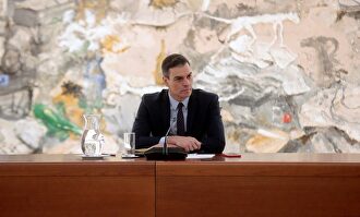Pedro Sánchez, durante el último consejo de ministros presencial | EFE