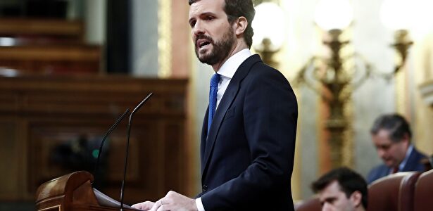 El líder del PP, Pablo Casado, en el Congreso. | EFE