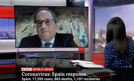 Quim Torra, durante su entrevista en la BBC. | Imagen TV