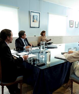 Pablo Iglesias, Yolanda Díaz y José Luis Escrivá | EFE