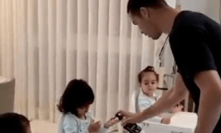 Cristiano enseña a sus hijos cómo protegerse del coronavirus