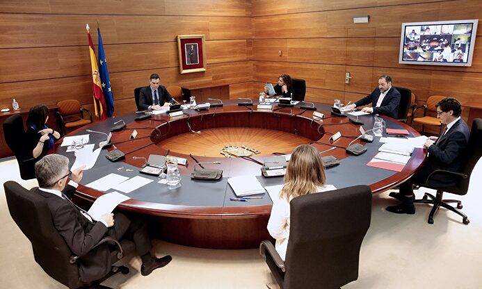 Imagen del Consejo de Ministros celebrado durante el estado de alarma. | EFE
