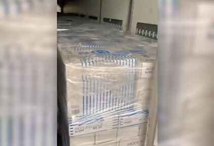 El cargamento del camión con material presuntamente sanitario. | Imagen TV
