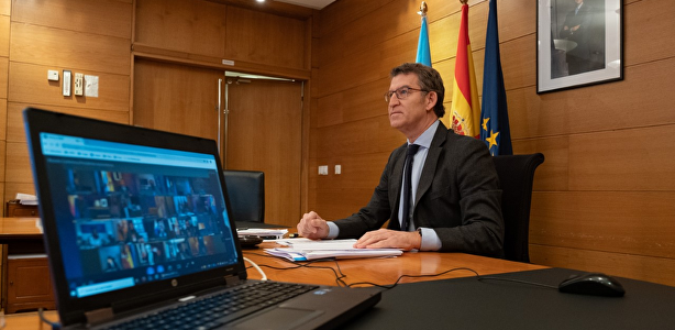 Alberto Núñez Feijóo mantiene una videoconferencia con el presidente del Gobierno y otros presidentes autonómicos | DAVID CABEZÓN - XUNTA DE GALICIA