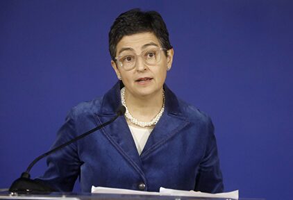La ministra de Exteriores, Arancha González Laya, en rueda de prensa. | Cordon Press