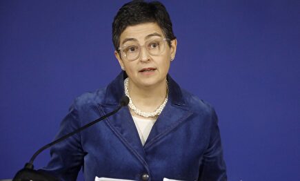 La ministra de Exteriores, Arancha González Laya, en rueda de prensa. | Cordon Press