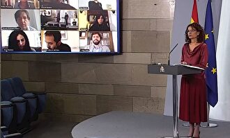 María Jesús Montero este viernes en el Palacio de la Moncloa. | EFE