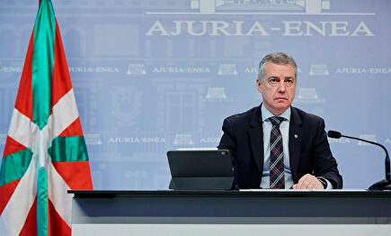 Urkullu, durante la reunión telemática de los presidentes autonómicos con el presidente del Gobierno | Europa Press