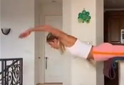 En la cocina: así entrena una nadadora olímpica en plena pandemia del coronavirus