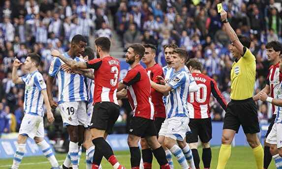 Partido de Liga entre la Real Sociedad y el Athletic de Bilbao disputado el pasado 9 de febrero en Anoeta. | Cordon Press