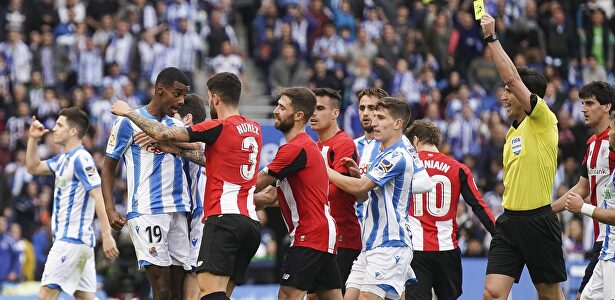 Partido de Liga entre la Real Sociedad y el Athletic de Bilbao disputado el pasado 9 de febrero en Anoeta. | Cordon Press