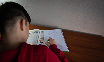 Un niño realiza sus deberes en su habitación durante el confinamiento por el estado de alarma | Iñaki Berasaluce / Europa Press