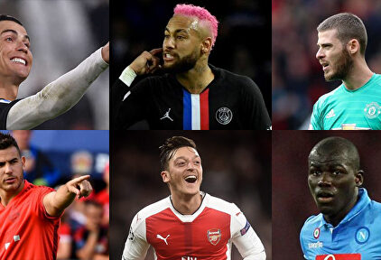 Cristiano Ronaldo, Neymar, De Gea, Lucas Hernández, Ozil y Koulibaly. | EFE