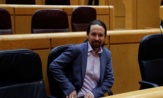 Pablo Iglesias, este martes, en la sesión de control al Gobierno, en el Senado. | EFE/ Chema Moya / POOL