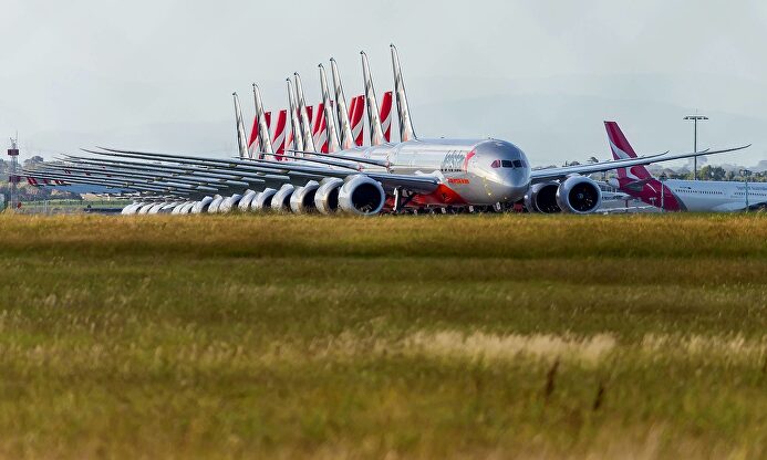 Varios aviones de Quantas estacionados en el aeropuerto de Avalon | Cordon Press