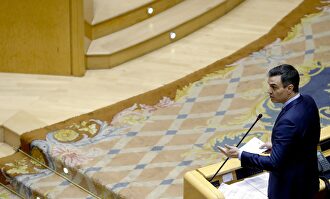 Pedro Sánchez interviene en la sesión de control al Gobierno en el Senado. | EFE