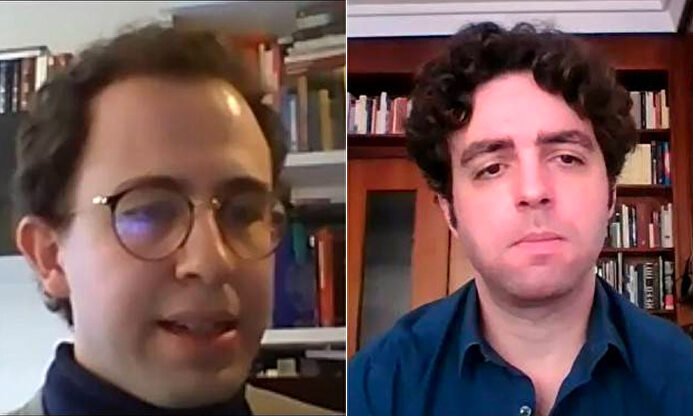 El profesor Carlos Blanco y el periodista Jesús Úbeda | Imagen de vídeo