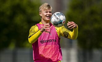 Erling Haaland, estrella del Borussia Dortmund, en uno de los últimos entrenamientos antes del regreso de la Bundesliga. | Cordon Press