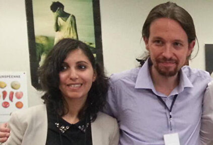 Dina Bousselham y Pablo Iglesias