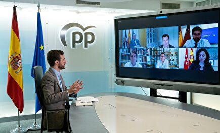 Casado en la reunión virtual con sus barones. | Tarek