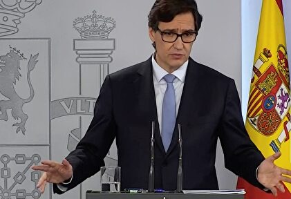 El ministro de Sanidad Salvador Illa, durante la rueda de prensa tras la videoconferencia con los presidentes autonómicos. | EFE