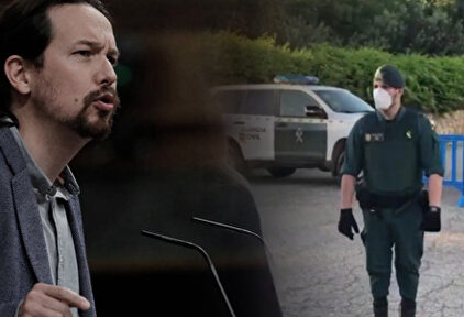 Guardias Civiles en la calle de la casa de Pablo Iglesias e Irene Montero en Galapagar. | Twitter