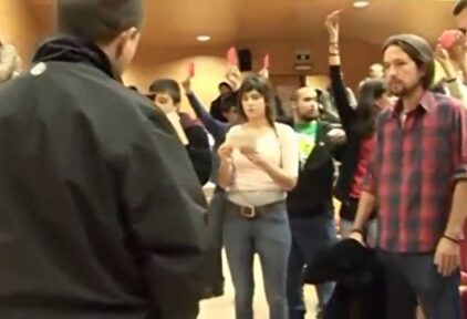 Pablo Iglesias, en el escrache que orquestó contra Rosa Díez en la Complutense | Archivo