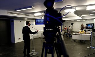 Pablo Casado este lunes en la sede de Génova. | EFE