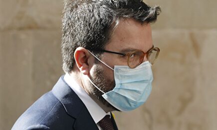 El vicepresidente catalán, Pere Aragonès, este martes en la Generalidad | EFE