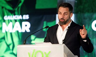 Santiago Abascal en el acto de presentación de candidatos en Galicia | EFE