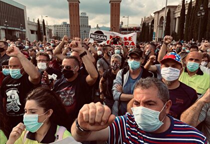 Trabajadores de Nissan en una protesta | Twitter