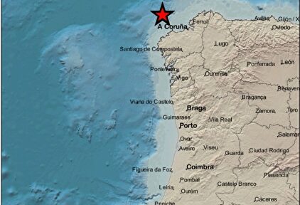Epicentro del temblor en la costa noroeste de Galicia | INSTITUTO GEOGRÁFICO NACIONAL