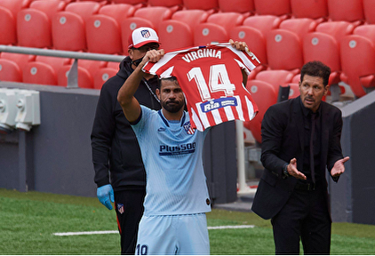 Diego Costa dedicó el gol a Virginia Torrecilla (Atlético Féminas), operada de un tumor cerebral hace poco. | Cordon Press
