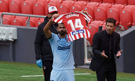 Diego Costa dedicó el gol a Virginia Torrecilla (Atlético Féminas), operada de un tumor cerebral hace poco. | Cordon Press