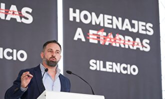 Santiago Abascal en Vitoria durante el acto de presentación de los candidatos de Vox en el País Vasco | EFE