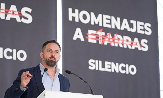 Santiago Abascal en Vitoria durante el acto de presentación de los candidatos de Vox en el País Vasco | EFE