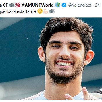 Guedes en el tuit del Valencia. | Twitter