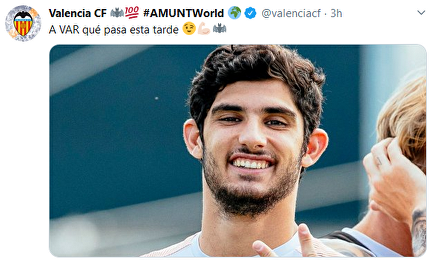 Guedes en el tuit del Valencia. | Twitter